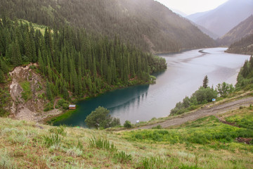 Mountain lake at summer