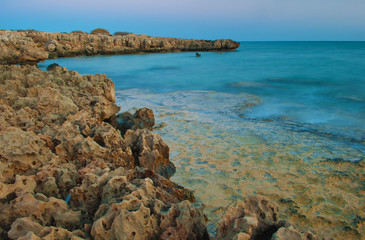 Fototapeta na wymiar View of empty rugged barren Poseidon Beach