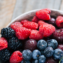 raspberries and blueberries