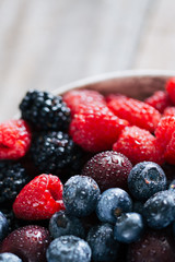 raspberries and blueberries