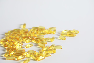 Medical drugs transparent capsules of yellow color
