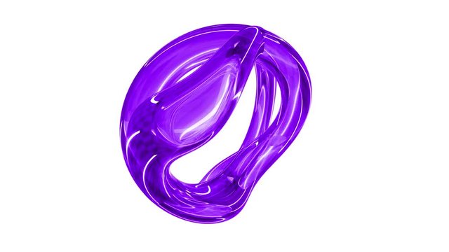 3d abstract object rotating like liquid form. 4k seamless loop animation footage. Green screen.