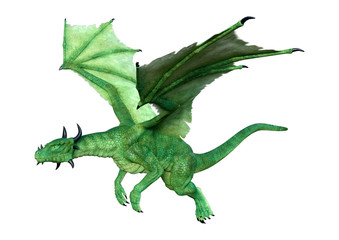 3D Rendering Fairy Tale Dragon on White