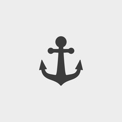 Anchor icon in a flat design in black color. Vector illustration eps10