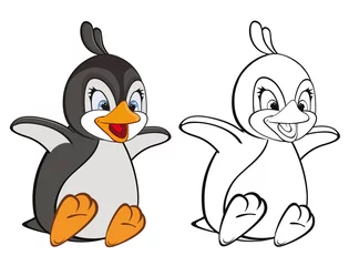 Foto op Plexiglas Vectorillustratie van een schattige cartoon karakter pinguïn voor je ontwerp en computerspel. Kleurboek overzichtsset © liusa
