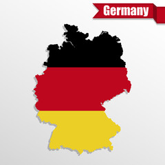 Obraz premium Germany map with Germany flag inside and ribbon