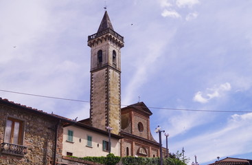 Bell tower of the Holy Cross church, Vinci, Tuscany, Italy