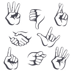 Different vector collection signs of hand gestures