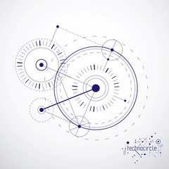 Technical plan, abstract engineering draft for use in graphic and web design. Vector drawing of industrial system created with lines and circles.