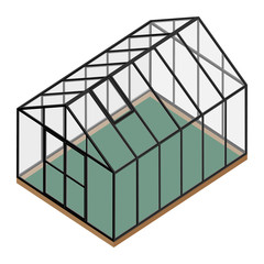 Empty greenhouse with closed door