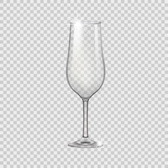 Empty glass for alcoholic beverages, transparent glass. Vector
