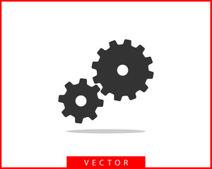 Metal gears and cogs vector. Gear icon flat design. Mechanism wheels logo. Cogwheel concept template.