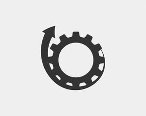 Metal gears and cogs vector. Gear icon flat design. Mechanism wheels logo. Cogwheel concept template.