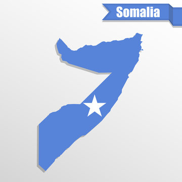 Somalia map with flag inside and ribbon