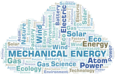Obraz premium Mechanical Energy word cloud. Wordcloud made with text only.