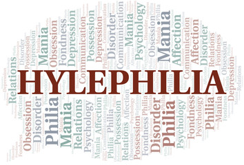 Fototapeta premium Hylephilia word cloud. Type of Philia.