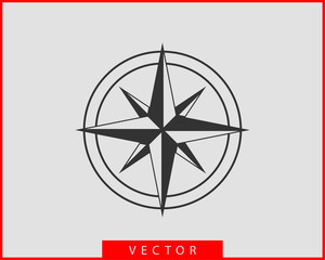 Compass icon vector. Wind rose star navigation.