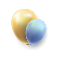 Glossy Vector Birthday Party Balloons on White Background