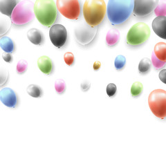 Birthday Party Vector Background with Balloons on White Background