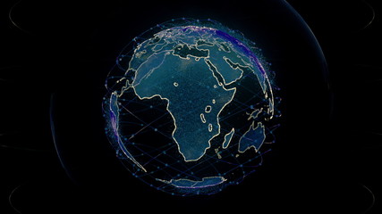 Global network network connection the world abstract 3D rendering satellites starlink. satellites create oneweb or skybridge surrounding planet conveying complexity big data flood the modern digital