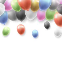 Birthday Party Vector Background with Balloons on White Background