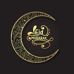 Floral crescent moon for Eid Mubarak celebration.