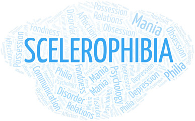 Fototapeta premium Scelerophibia word cloud. Type of mania, made with text only.