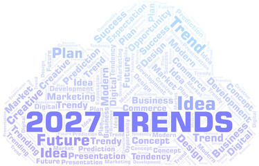 2027 Trends word cloud. Wordcloud made with text only.