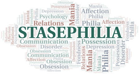 Obraz premium Stasephilia word cloud. Type of Philia.