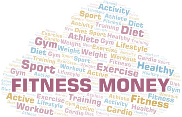 Fitness Money word cloud. Wordcloud made with text only.