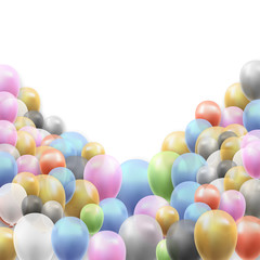 Fototapeta na wymiar Birthday Party Vector Background with Balloons on White Background