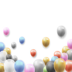 Birthday Party Vector Background with Balloons on White Background