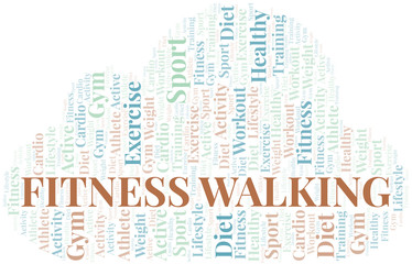 Fototapeta premium Fitness Walking word cloud. Wordcloud made with text only.