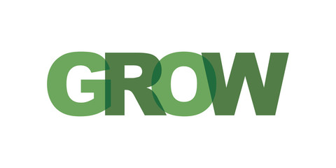 Grow business card text. Modern lettering poster. Color word art slogan icon. Phrases vector print design elements.
