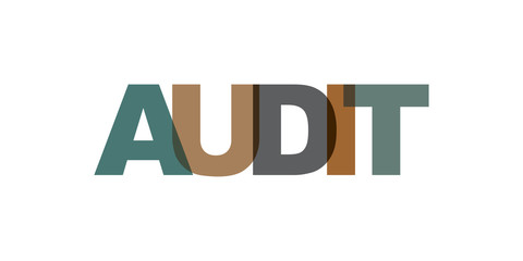 Audit business card text. Modern lettering poster. Color word art slogan icon. Phrases vector print design elements.