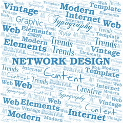 Network Design word cloud. Wordcloud made with text only.