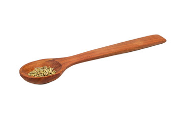 Dry rosemary in a spoon