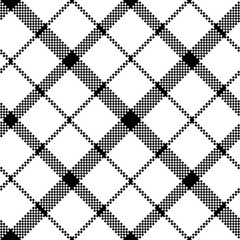 Fototapeta premium Flower of scotland tartan black white pixel seamless pattern