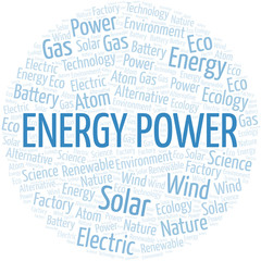Energy Power word cloud. Wordcloud made with text only.