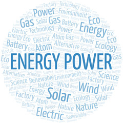 Obraz premium Energy Power word cloud. Wordcloud made with text only.