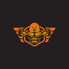 Lion man logo design vector template