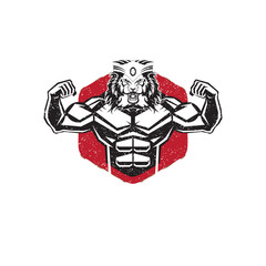 Lion man logo design vector template