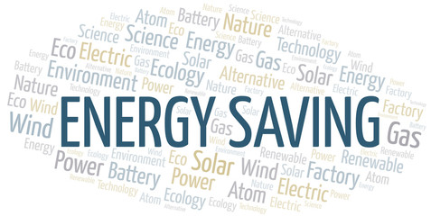 Fototapeta premium Energy Saving word cloud. Wordcloud made with text only.