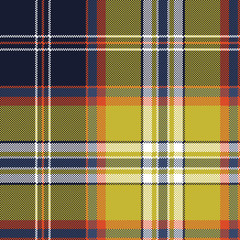 Yellow blue check tartan pixel seamless pattern