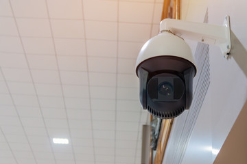 CCTV camera monitoring for security system protection in office. Closed-circuit television also...