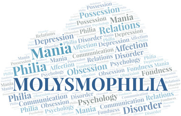 Molysmophilia word cloud. Type of Philia.