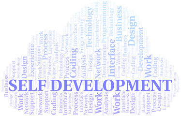 Self Development word cloud. Wordcloud made with text only.