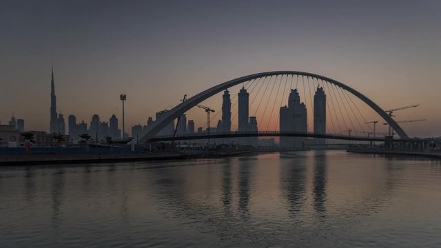 4K Sunrise Time lapse in Dubai Canal