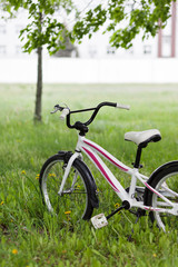 Fototapeta premium Bright children's running bike close up