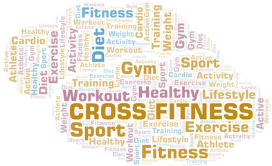 Obraz premium Cross Fitness word cloud. Wordcloud made with text only.